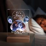 Veilleuse LED personnalisée avec socle en bois pour animaux de compagnie Cadeau de sympathie pour les amoureux des chats, des chiens et des animaux de