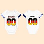 Personalisierter Mehrfarbiger Unisex Baby Strampler mit Deutschem Flagge Element und Nummer Nationalflagge Geburtstag Nationalfeiertag Jubel Geschenk