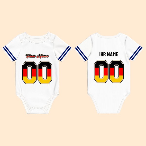 Personalisierter Mehrfarbiger Unisex Baby Strampler mit Deutschem Flagge Element und Nummer Nationalflagge Geburtstag Nationalfeiertag Jubel Geschenk