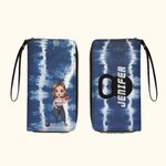 Personalized Cartoon Fitness Girl Design Women Clutch Handbag Wallet with Multi-compartment and Name Gym Workout Birthday Gift for Sports Lovers