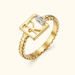 Personalisierter Minimalistischer Zierlicher Initiale-Ring mit Geburtsstein Jahrestag Geburtstag Geschenk für Damen