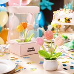 Personalized Handmade Crochet Tulips Potted Plant with Text and Gift Box Desk Decor Birthday Appreciation Gift for Teacher Mother