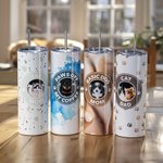 Personalized Colourful Floral Starbarks Logo Design 20oz Skinny Tumbler with Photo Name and Straw Birthday Gift for Dog Cat Mom and Dad