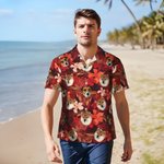 Personalised Palm Flower Fruit Men's Hawaiian Shirt with Face Photo Beach Party Birthday Gift for Pet Lovers