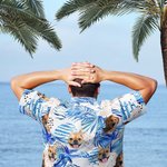 Personalised Palm Flower Fruit Men's Hawaiian Shirt with Face Photo Beach Party Birthday Gift for Pet Lovers