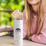 Personalized Colourful Floral Starbarks Logo Design 20oz Skinny Tumbler with Photo Name and Straw Birthday Gift for Dog Cat Mom and Dad