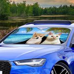 Personligt 1-3 djurporträtt strandstil bil vindruta solskydd med namn auto tillbehör resor födelsedagspresent för katt hund husdjursälskare