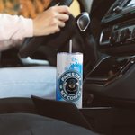 Personalized Colourful Floral Starbarks Logo Design 20oz Skinny Tumbler with Photo Name and Straw Birthday Gift for Dog Cat Mom and Dad