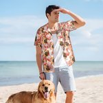 Personalised Palm Flower Fruit Men's Hawaiian Shirt with Face Photo Beach Party Birthday Gift for Pet Lovers