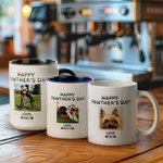 Tazza personalizzata Happy Pawther's Day con nome e foto dell'animale domestico Regalo di compleanno per la festa del papà per uomini