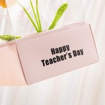 Personalized Handmade Crochet Tulips Potted Plant with Text and Gift Box Desk Decor Birthday Appreciation Gift for Teacher Mother