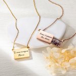 Collier de Plaque Personnalisé avec Texte Gravé et Photo Pendentif de Style Tiroir Cadeau d'Anniversaire pour Femme