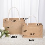 Sac Fourre-Tout Personnalisé avec Nom et Fleur à Papillons Sac en Jute de Grande Capacité Cadeau de Mariage Bridal Shower pour Femme
