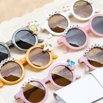 Personalized Multicolor Cute Floral Outdoor Beach Sunglasses Eyewear with Name and Accessory Birthday Children's Day Gift for Kids