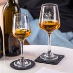 Personalised Engraved Birth Flower Wine Glasses Zodiac Sign Slate Coaster with Name and Date Birthday Anniversary Gift for Family Friend