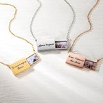 Collier de Plaque Personnalisé avec Texte Gravé et Photo Pendentif de Style Tiroir Cadeau d'Anniversaire pour Femme