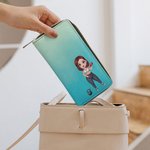 Personalized Cartoon Fitness Girl Design Women Clutch Handbag Wallet with Multi-compartment and Name Gym Workout Birthday Gift for Sports Lovers