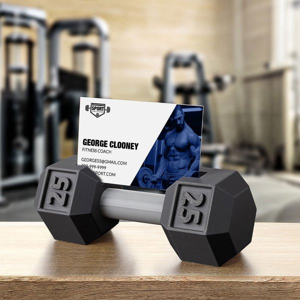 Tarjeta de visita personalizada con mancuerna impresa en 3D y número Regalo de cumpleaños para entrenadores amantes del deporte