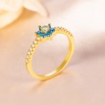 Personalized Dainty Birthstone Flower Cluster Ring with Zircon Minimalist Jewellery Birthday Anniversary Gift for Women