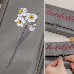 Flor de nacimiento personalizada Bolsa portátil multifuncional para brochas de maquillaje con nombre Regalo de cumpleaños esencial para viajes para mu