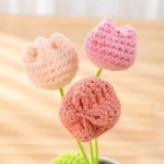 Personalized Handmade Crochet Tulips Potted Plant with Text and Gift Box Desk Decor Birthday Appreciation Gift for Teacher Mother