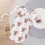 Ensemble d'emmaillotage doux 100% coton avec nom Ourson Ballon Personnalisé Cadeau pour nouveau né