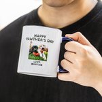 Tazza personalizzata Happy Pawther's Day con nome e foto dell'animale domestico Regalo di compleanno per la festa del papà per uomini