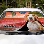 Personligt 1-3 djurporträtt strandstil bil vindruta solskydd med namn auto tillbehör resor födelsedagspresent för katt hund husdjursälskare