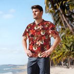 Personalised Palm Flower Fruit Men's Hawaiian Shirt with Face Photo Beach Party Birthday Gift for Pet Lovers