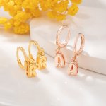 Personalized Mini 3D Bubble Initial Letter Dangle Huggie Earrings Minimalist Jewellery Birthday Anniversary Gift for Women Girls