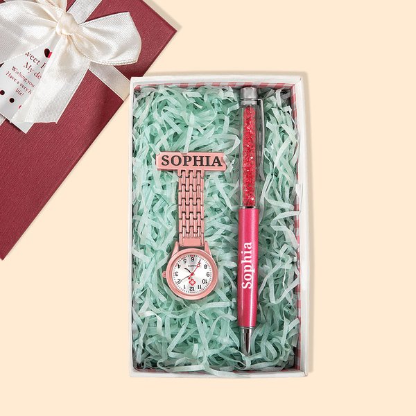Engraved Fob Watch & Pen Set for Medical Staff