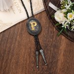 Personalized Vintage Western Bolo Tie with  Initial A-Z Cowboy Accessories Wedding Party Bridal Shower Gift for Bridegroom Best Man