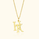 Personalized Minimalist Double Interlocking Initials Pendant Necklace Birthday Anniversary Valentine's Day Gift for Women