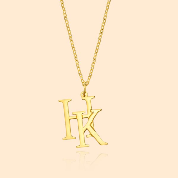 Personalizada Minimalista Doble entrelazados iniciales colgante collar de cumpleaños Aniversario San Valentín Día de regalo para las mujeres