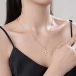 Personalized Minimalist Double Interlocking Initials Pendant Necklace Birthday Anniversary Valentine's Day Gift for Women