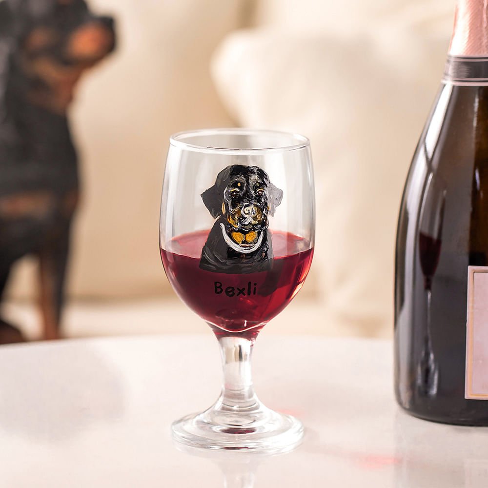 Verre à Vin Lolita Motif Chiens Woof It Up - Déco Fun, Cadeau Original Pour Amoureux Des Chiens