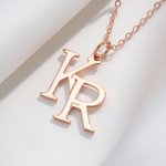 Personalized Minimalist Double Interlocking Initials Pendant Necklace Birthday Anniversary Valentine's Day Gift for Women