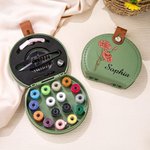 Personalized Vintage Birth Flower Portable Sewing Kit Set Storage Box with Name Birthday Sewing Accessories Gift for Tailor Lover