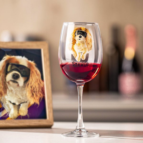 Personalizado pintado a mano Pet Portrait Stemless Short Stemmed Copa de vino con nombre Home Entertaining Bar Cristalería Regalo para el gato Dog Pet
