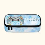 Personalized Tie-dye Effect Gamepad Gaming Elements Large Pencil Case Pouch with Name School Supplies Birthday Back to School Gift for Kids