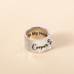 Personalized Paw Print Adjustable Hammered Ring with Name and Text Memorial Pet Loss Gift for Cat Dog Pet Lovers