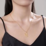 Personalized Minimalist Double Interlocking Initials Pendant Necklace Birthday Anniversary Valentine's Day Gift for Women