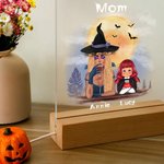 Gepersonaliseerd Heks Vampier Vleermuis LED Nachtlampje met 7 Kleuren Licht Houten Basis Home Decor Halloween Cadeau voor Familie