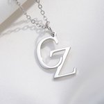 Personalized Minimalist Double Interlocking Initials Pendant Necklace Birthday Anniversary Valentine's Day Gift for Women