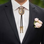 Personalized Vintage Western Bolo Tie with  Initial A-Z Cowboy Accessories Wedding Party Bridal Shower Gift for Bridegroom Best Man
