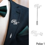 Broche Personnalisée avec Initiales Style Monogramme Cadeau d'Anniversaire Mariage pour Homme
