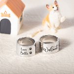 Personalized Paw Print Adjustable Hammered Ring with Name and Text Memorial Pet Loss Gift for Cat Dog Pet Lovers