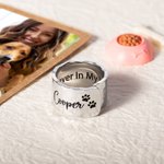 Personalized Paw Print Adjustable Hammered Ring with Name and Text Memorial Pet Loss Gift for Cat Dog Pet Lovers