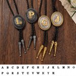 Personalized Vintage Western Bolo Tie with  Initial A-Z Cowboy Accessories Wedding Party Bridal Shower Gift for Bridegroom Best Man