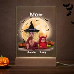 Gepersonaliseerd Heks Vampier Vleermuis LED Nachtlampje met 7 Kleuren Licht Houten Basis Home Decor Halloween Cadeau voor Familie